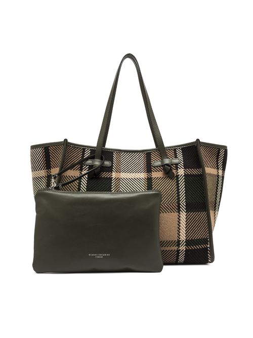 Borsa Shopping Marcella in tessuto tartan Militare GIANNI CHIARINI | BS 6850MILITARE